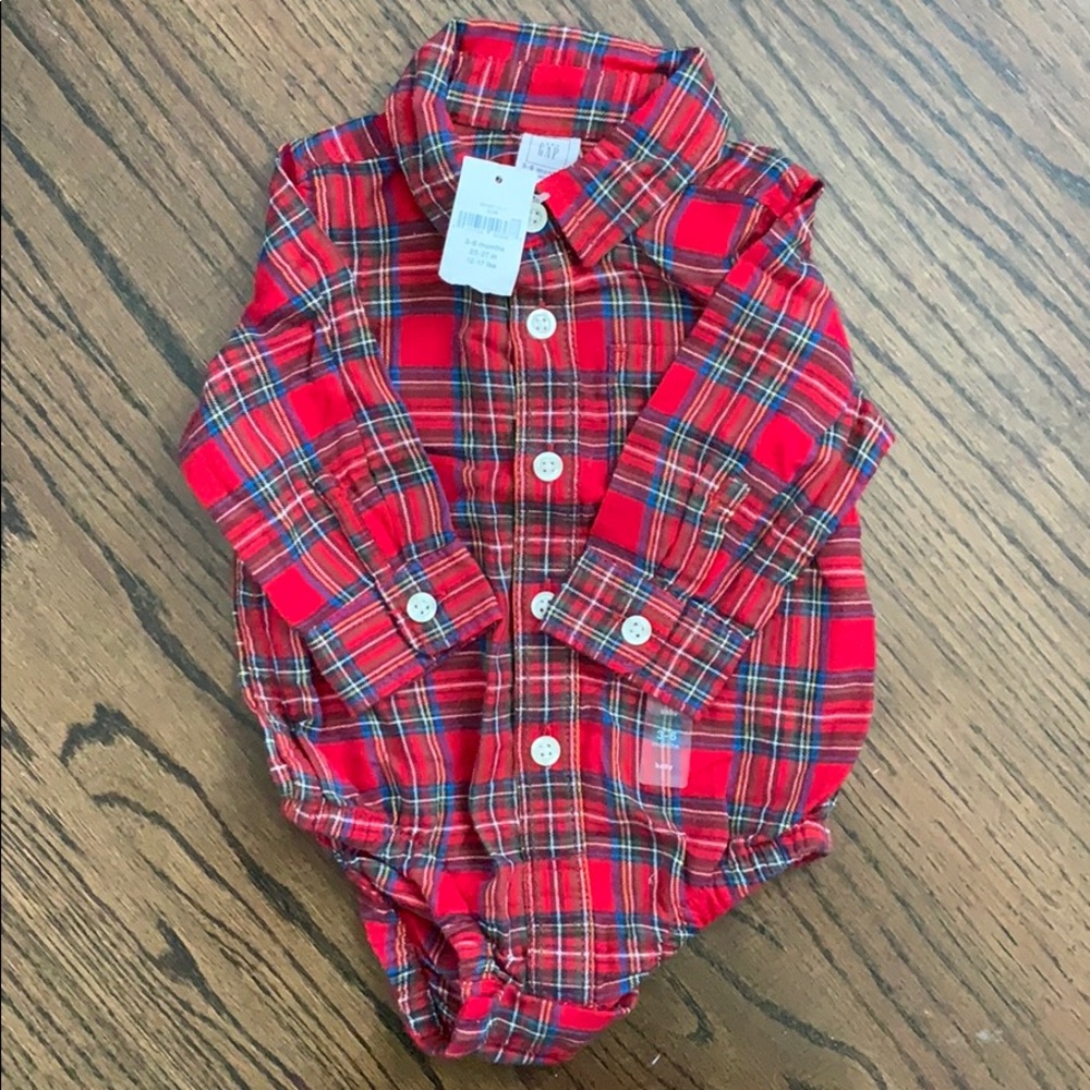 Baby Gap NWT Flannel Long Sleeve Button Down Onsie